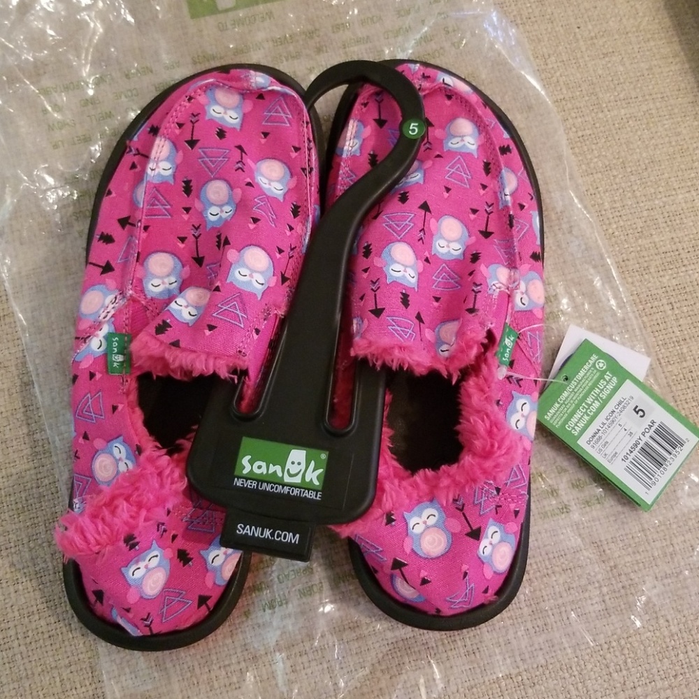 Sanuk girls Donna Lil Icon Chill Size 5 pink owls